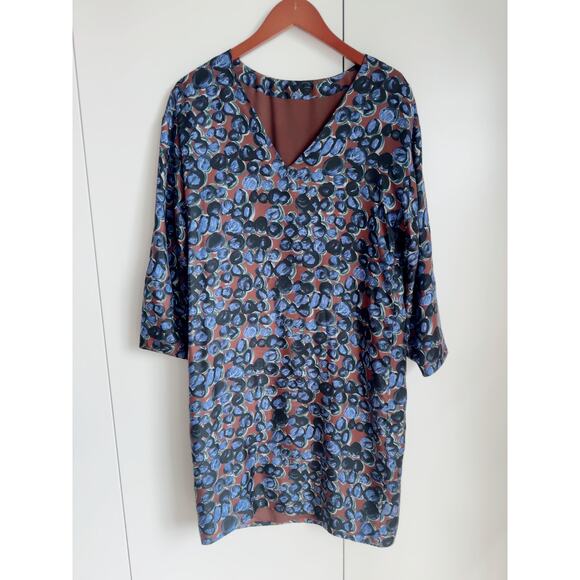 Designer Piazza Sempione Silk Shift Dress Puple Black Size Knee Length Cocktail - Picture 8 of 10